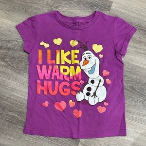 Disney Purple Olaf Kids Tee with Colorful Hearts